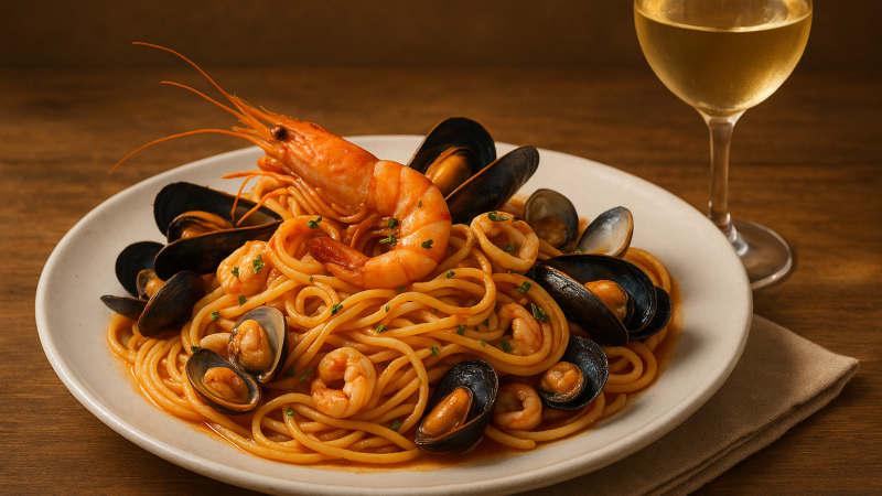 Spaghetti ai Frutti di Mare: Nghệ thuật kết hợp với rượu vang